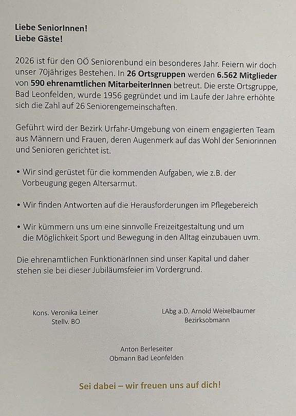 70 Jahre Seniorenbund OÖ
